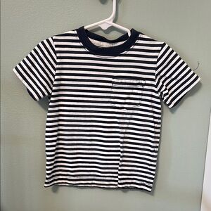 Classic Striped Kids T-Shirt with Chest Pocket - Navy and White